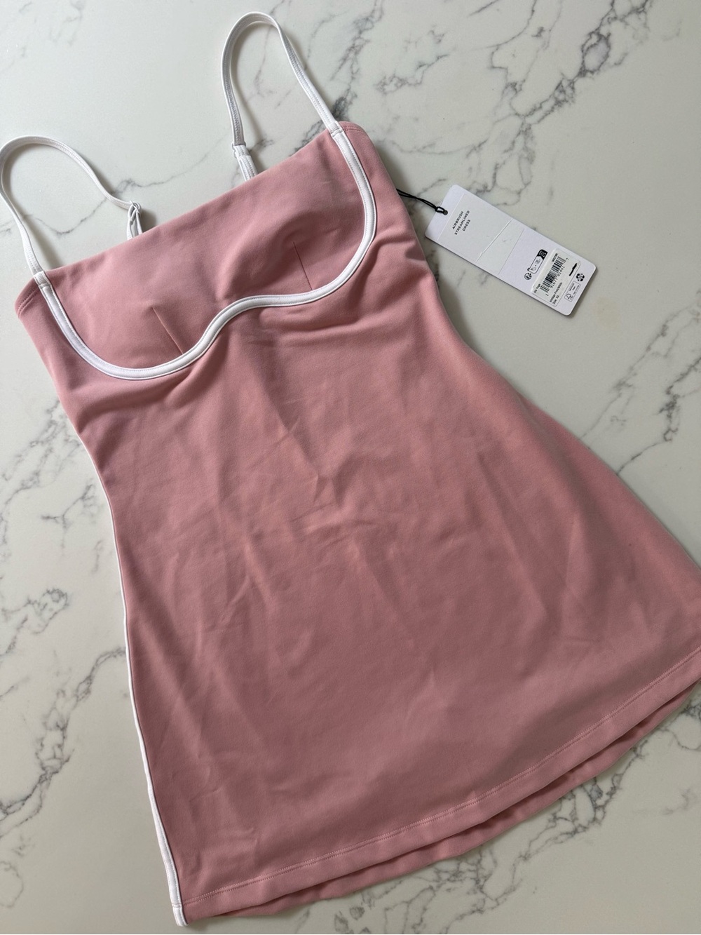 Alo Yoga Airbrush Streamlined Dress - Vintage Pink / White - Size XS - Picture 2 of 5